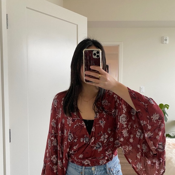 Lucky Brand Front Tie Crop Top Blouse - Picture 4 of 5